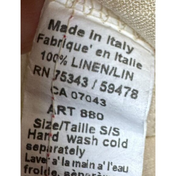 Terzo Millennio Made in Italy Size Small 100% Linen Button Back Top Beige Tunic - Picture 4 of 5